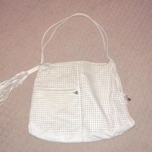Brio! White Large leather tote bag.